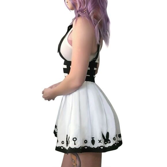 Little For Big Skirt W/ Harness White Darko Bad Bunny Cosplay Costume Sz XS - Picture 3 of 11